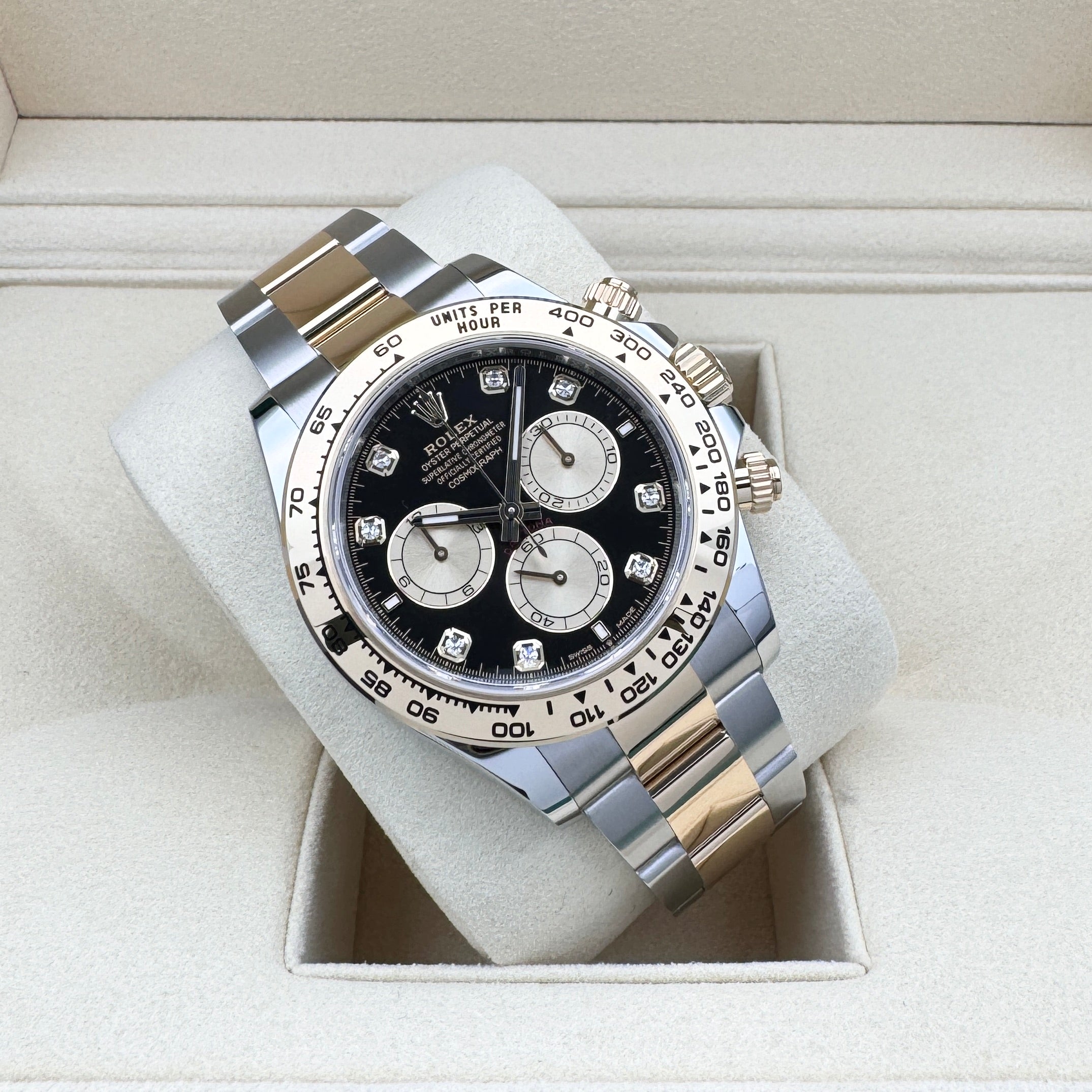 Rolex Daytona 40mm yellow gold/steel diamond dial