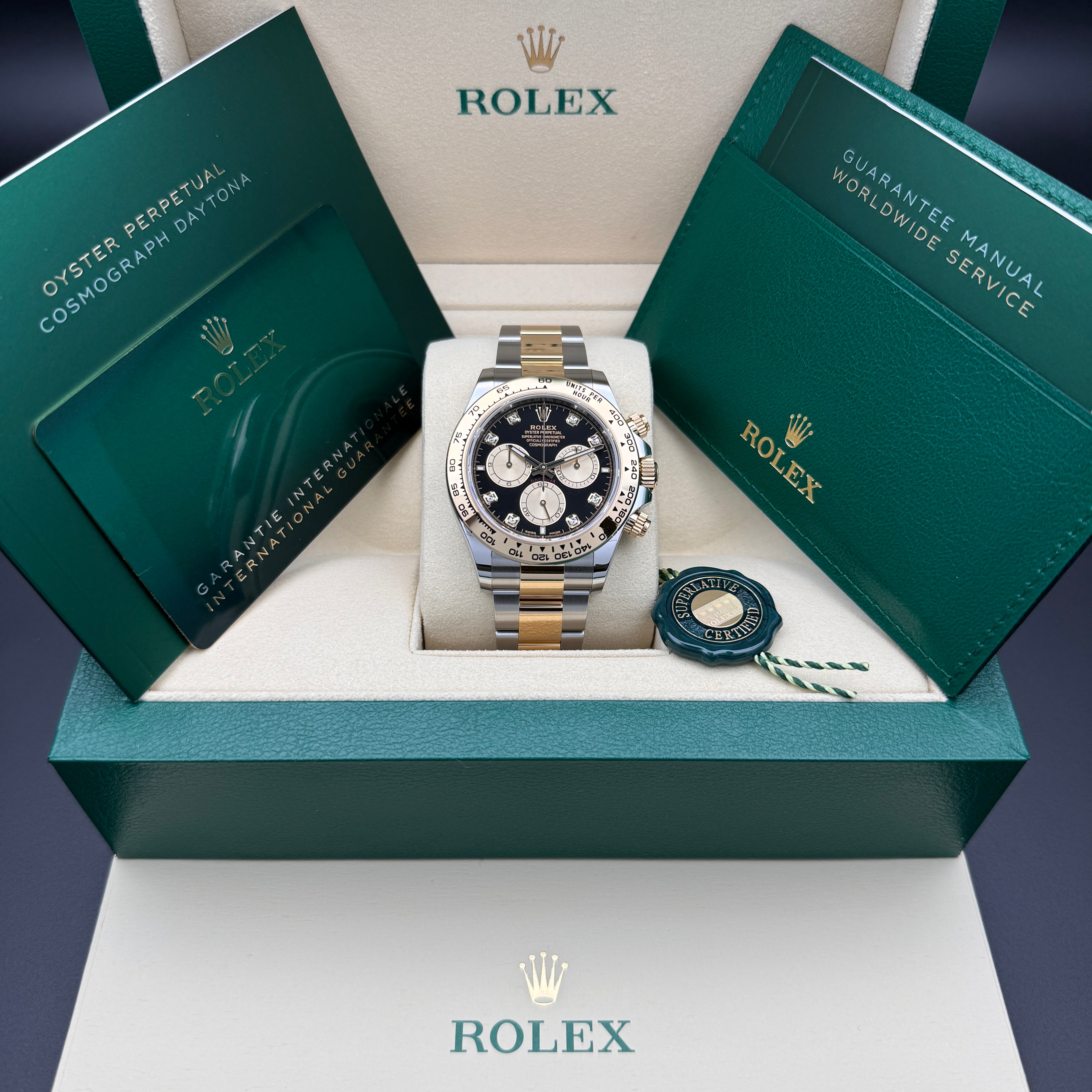 Rolex Daytona 40mm yellow gold/steel diamond dial