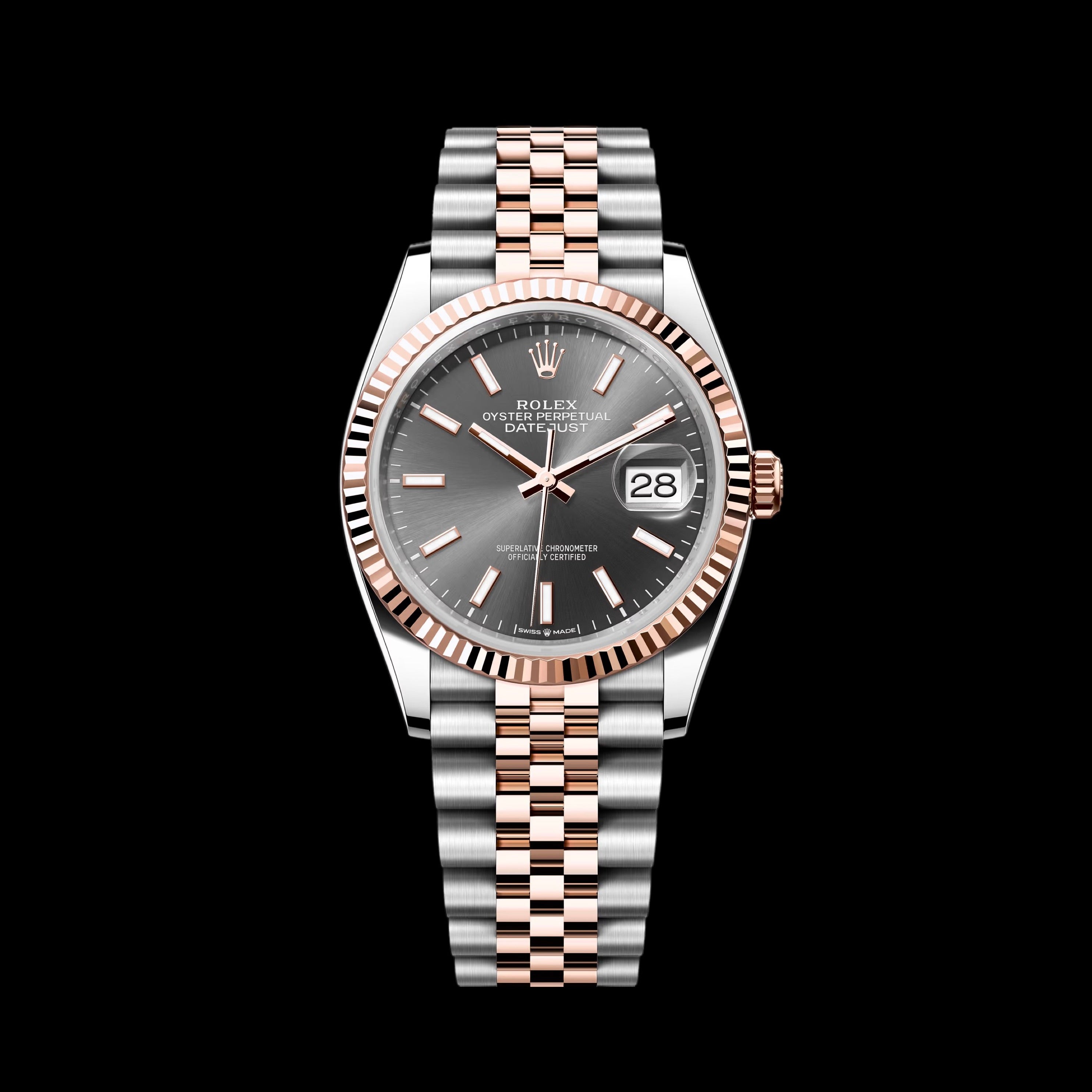 Rolex Datejust 36mm Rosegold/Stahl Graues Zifferblatt