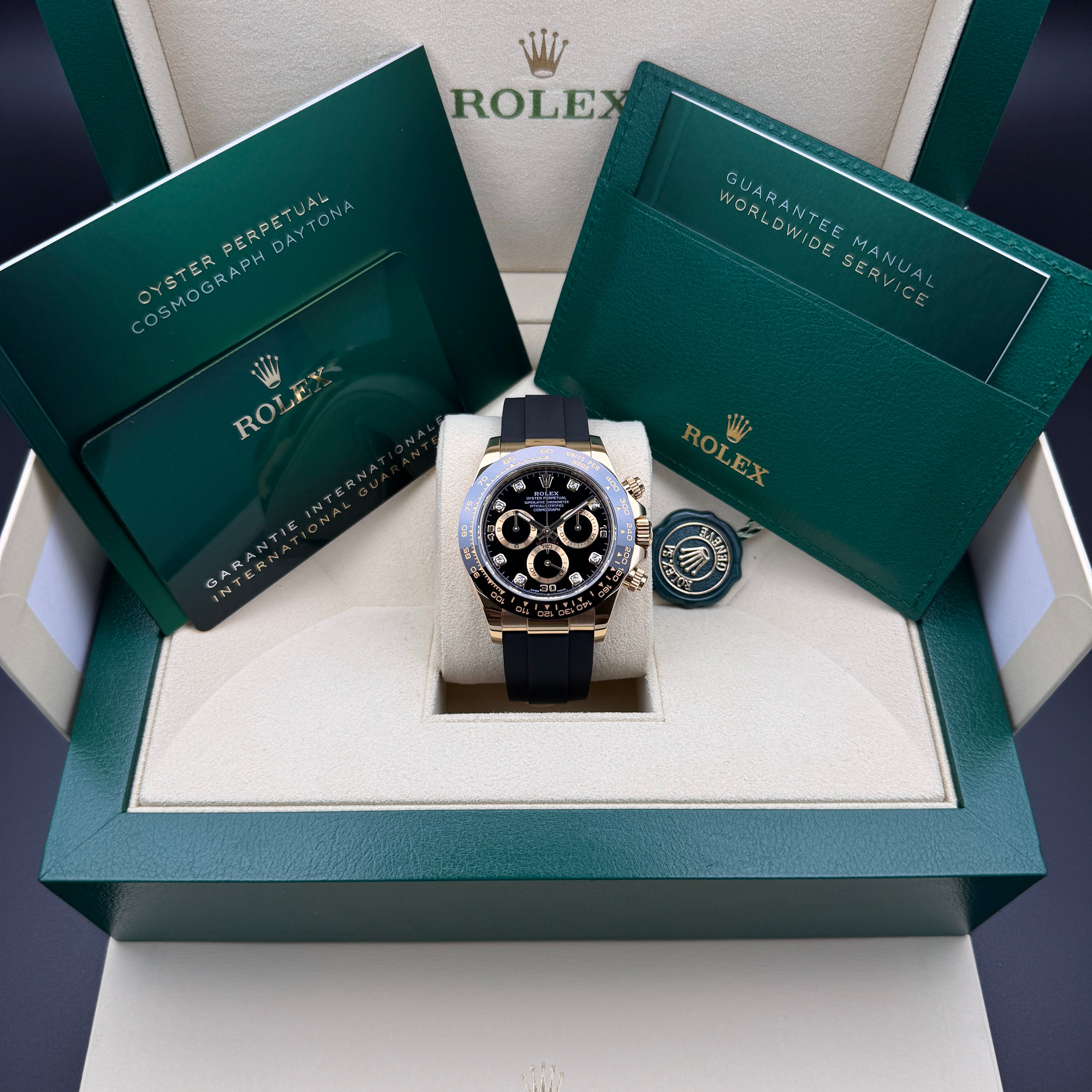 Rolex Daytona 40mm Gelbgold Diamanten Zifferblatt