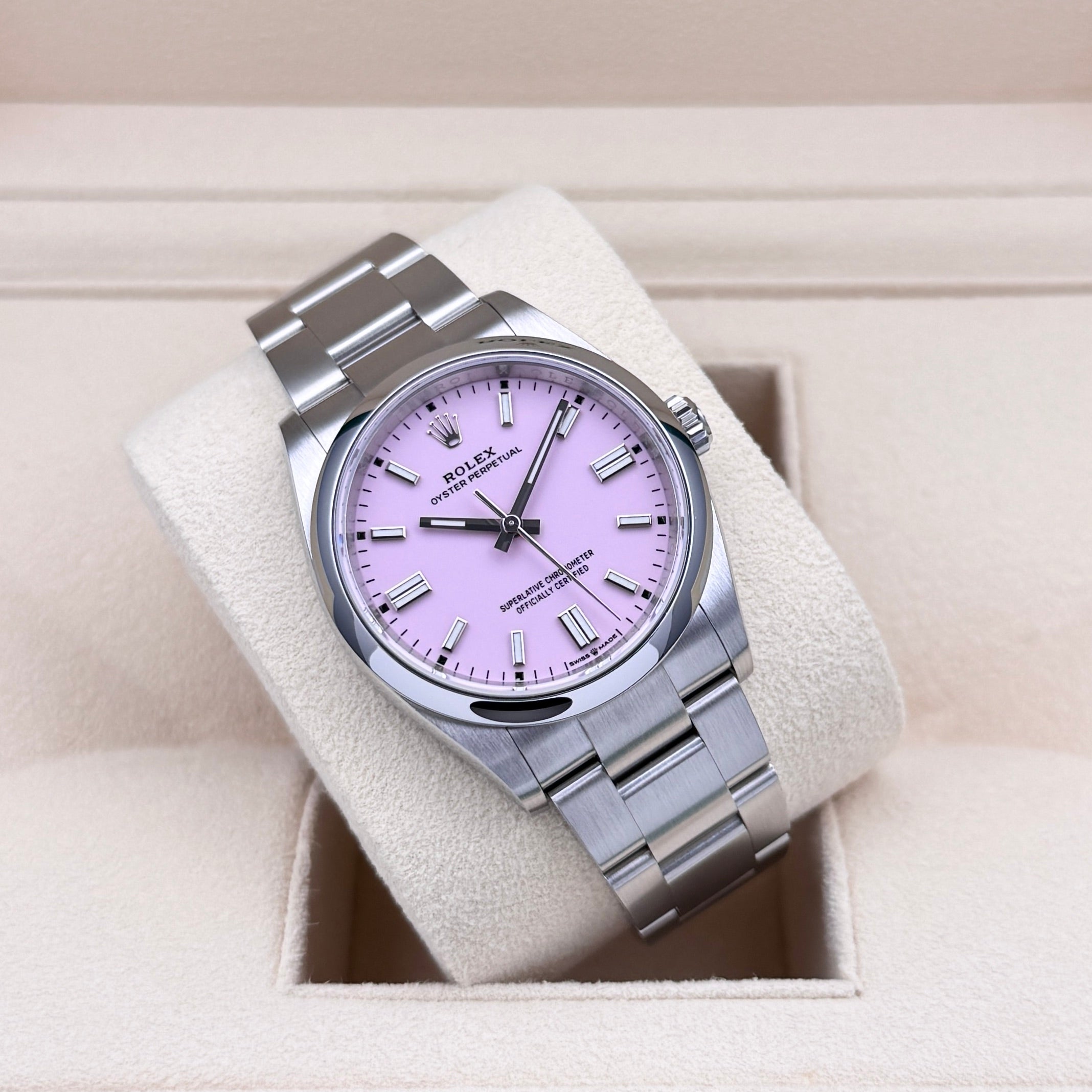 Rolex Oyster Perpetual 36mm Stahl Pink dial